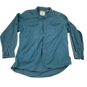 RedHead Mens Shirt XL Blue & Brown Plaid Long Sleeve Button-Up 100% Cotton Casua